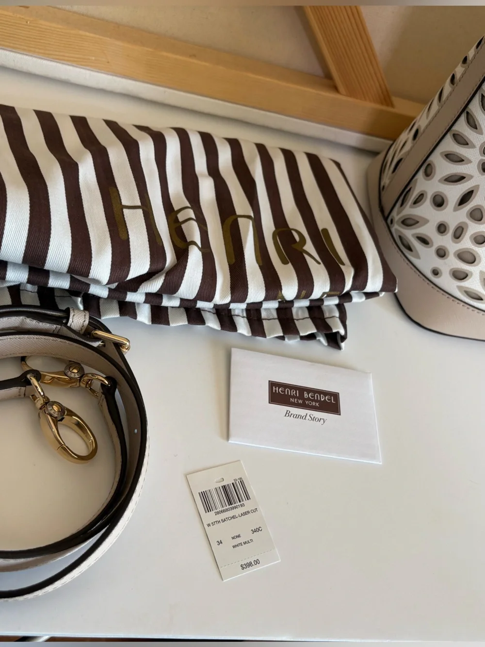 henri bendel laser cut satchel w crossbody NWT rare - Picture 10 of 11